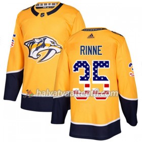Miesten NHL Nashville Predators Pelipaita Pekka Rinne 35 Adidas 2017-2018 Kulta USA Flag Fashion Authentic
